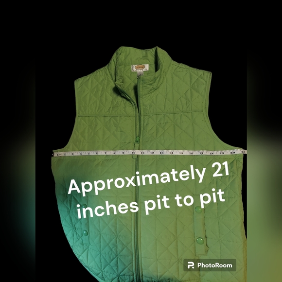 Talbots Petites Quilted Lime Green Vest Women's Size L - Picture 6 of 10